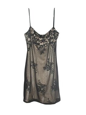 NWT y2k Laundry by Shelli Segal black lace sleeveless mini dress 12P